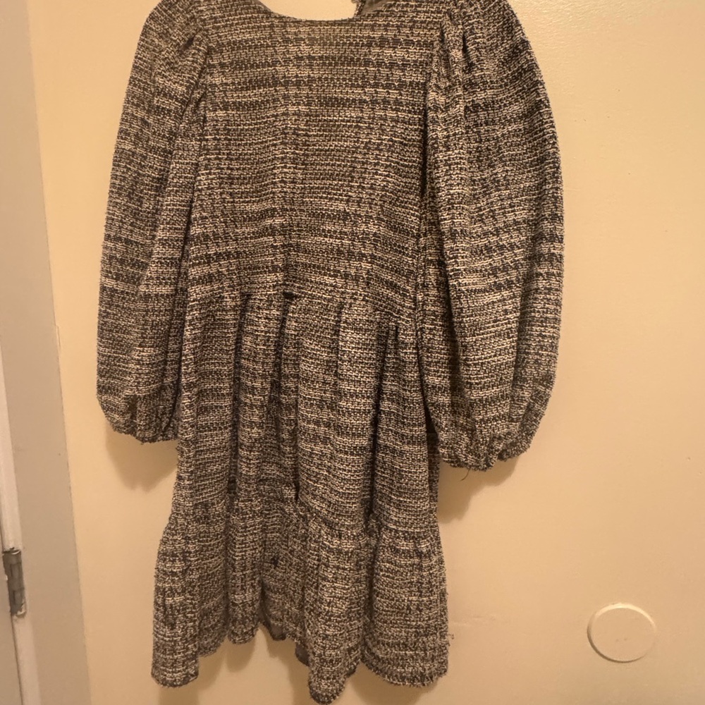 Mango Long Sleeve Dress - Black and Cream
